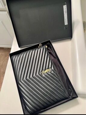 Saint Laurent Black Embossed Logo Bag